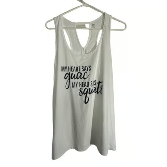 C9 Champion White FLOWY Squats Racerback Peephole Back Tank Top Large #M-082 - Picture 1 of 4
